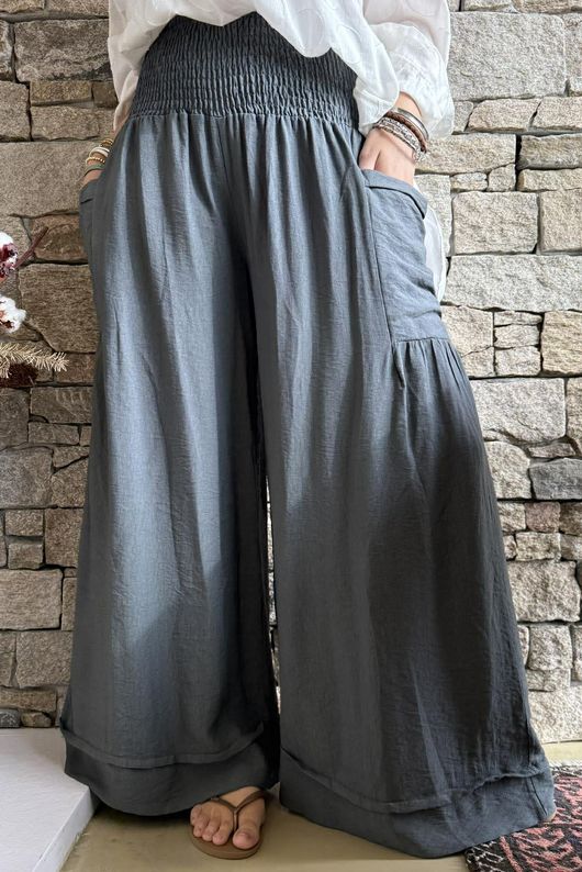Basso Shirring Sailor Pant Charcoal